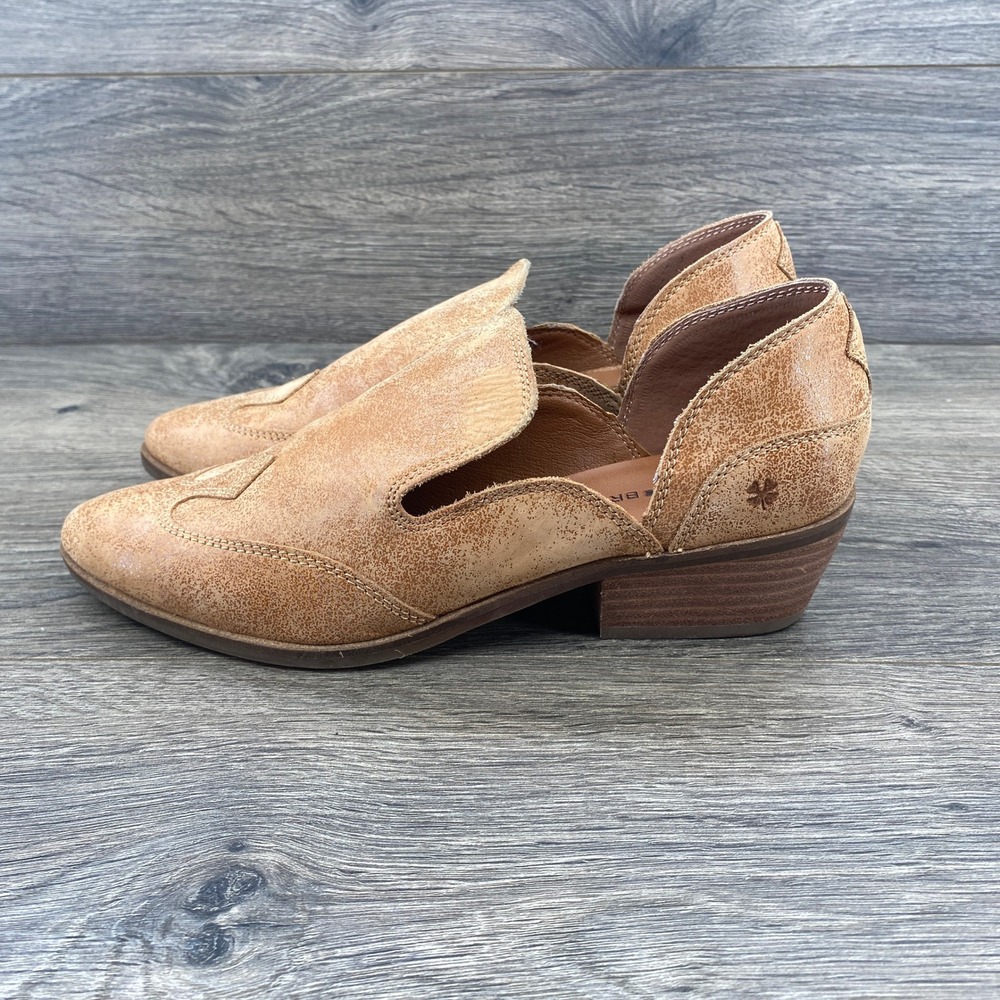 Lucky Brand Suede Cutout Ankle Boots Tan Block Heel Women Size 7